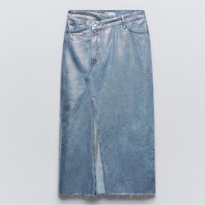 Zara Silver Denim Skirt